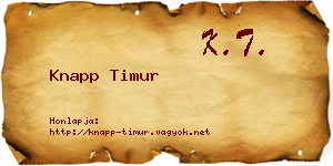 Knapp Timur névjegykártya